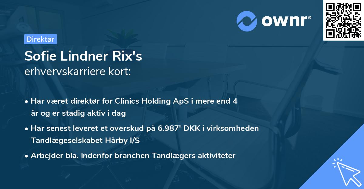 Sofie Lindner Rix's erhvervskarriere kort