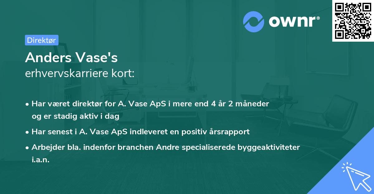 Anders Vase's erhvervskarriere kort