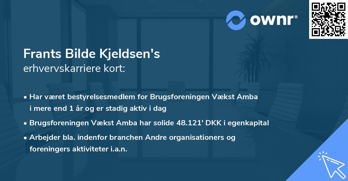 Frants Bilde Kjeldsen's erhvervskarriere kort