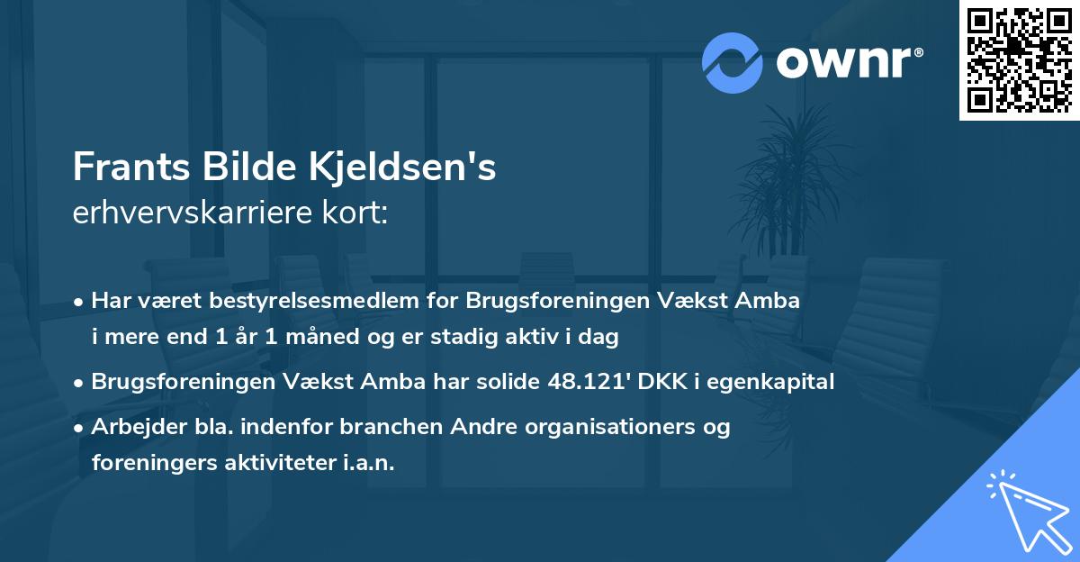 Frants Bilde Kjeldsen's erhvervskarriere kort
