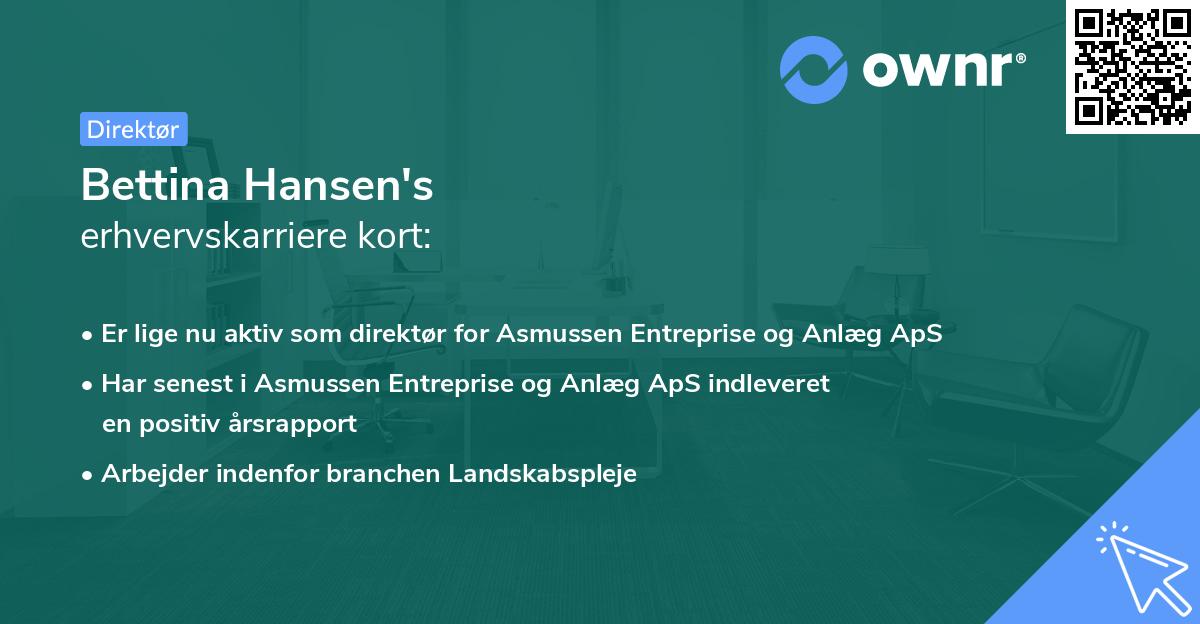Bettina Hansen's erhvervskarriere kort
