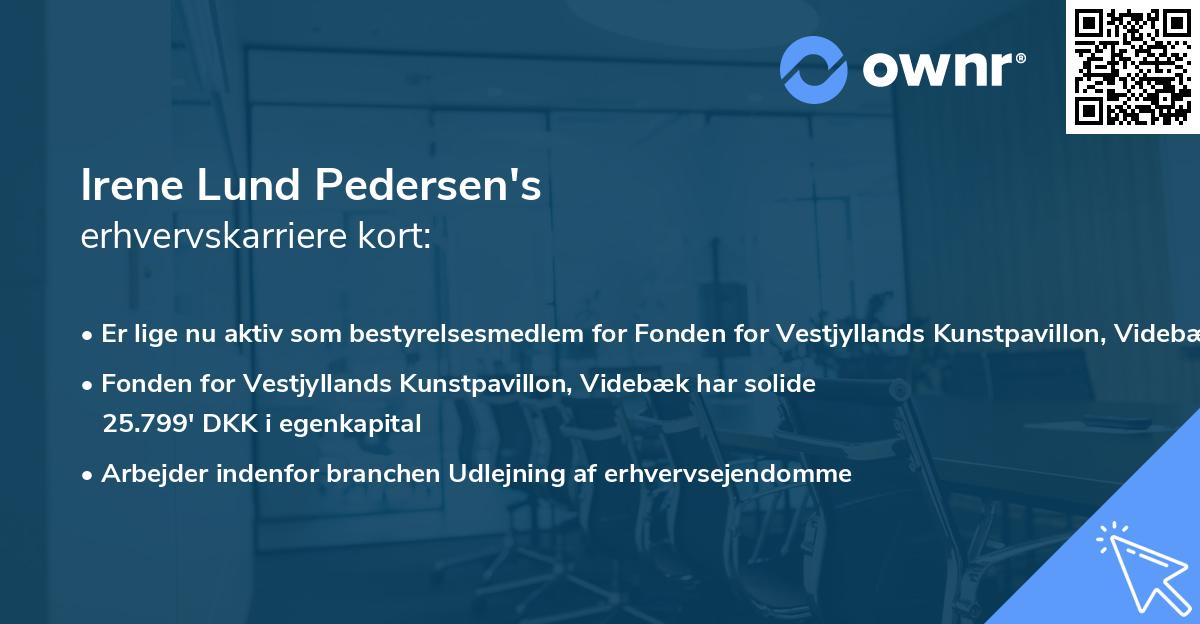 Irene Lund Pedersen's erhvervskarriere kort