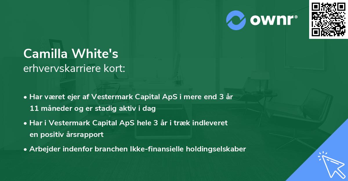 Camilla White's erhvervskarriere kort