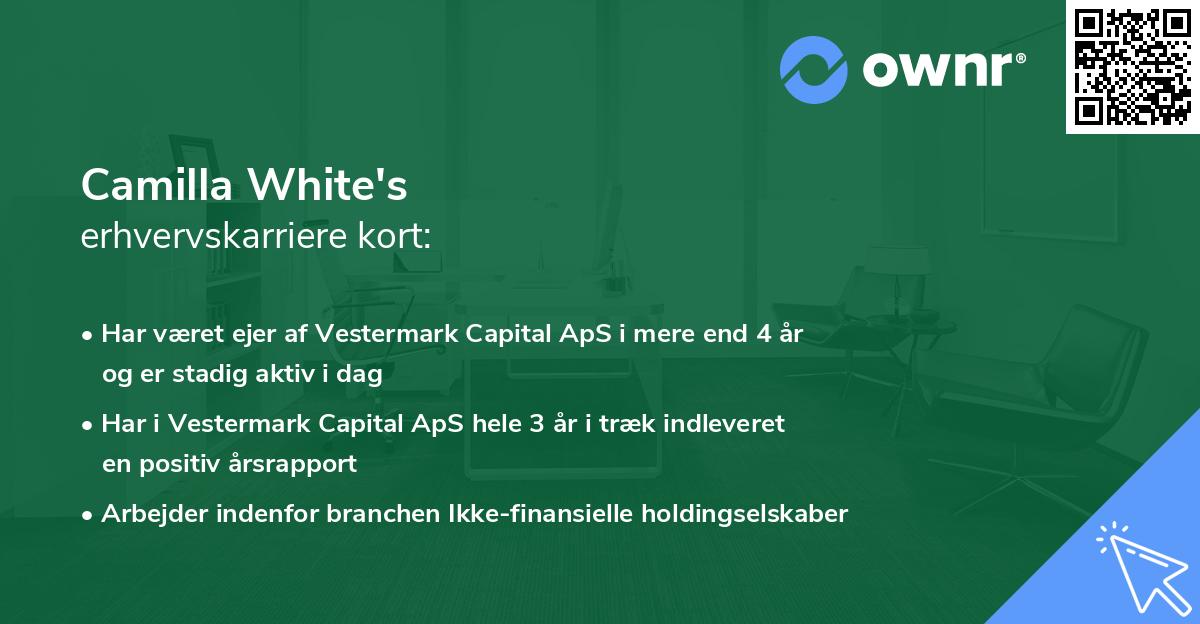 Camilla White's erhvervskarriere kort