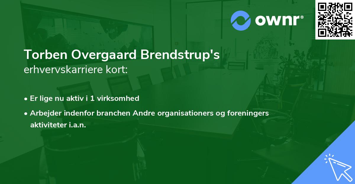 Torben Overgaard Brendstrup's erhvervskarriere kort