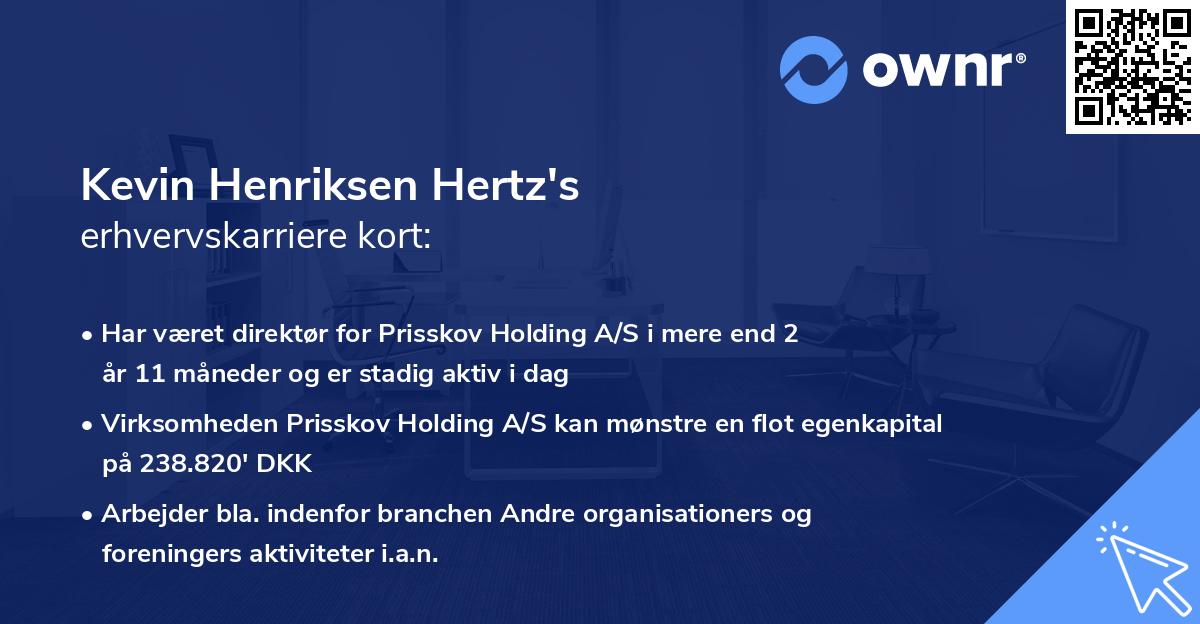 Kevin Henriksen Hertz's erhvervskarriere kort