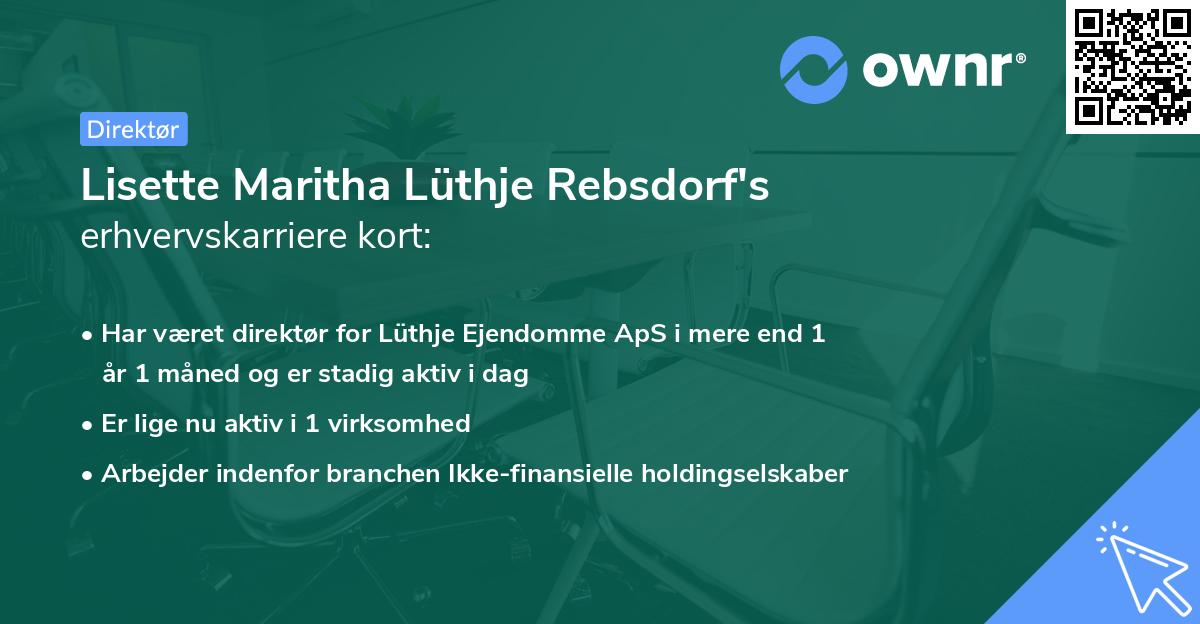 Lisette Maritha Lüthje Rebsdorf's erhvervskarriere kort