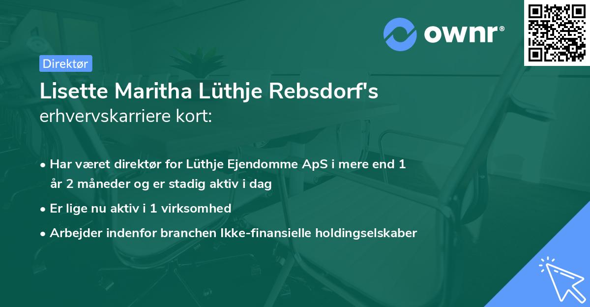 Lisette Maritha Lüthje Rebsdorf's erhvervskarriere kort