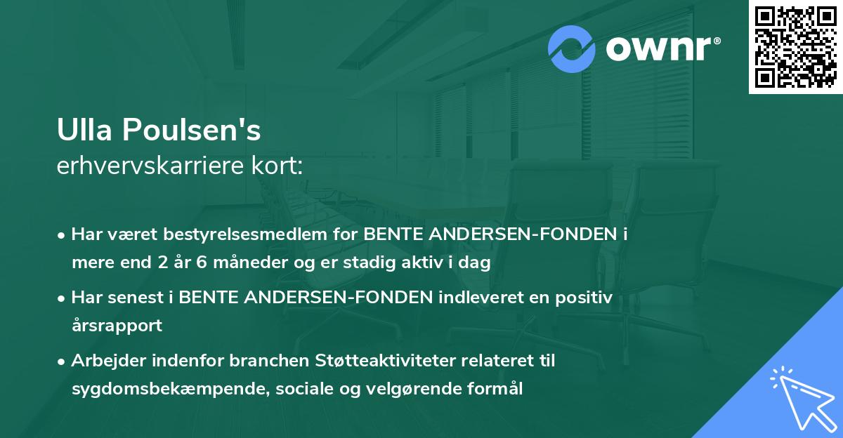 Ulla Poulsen's erhvervskarriere kort