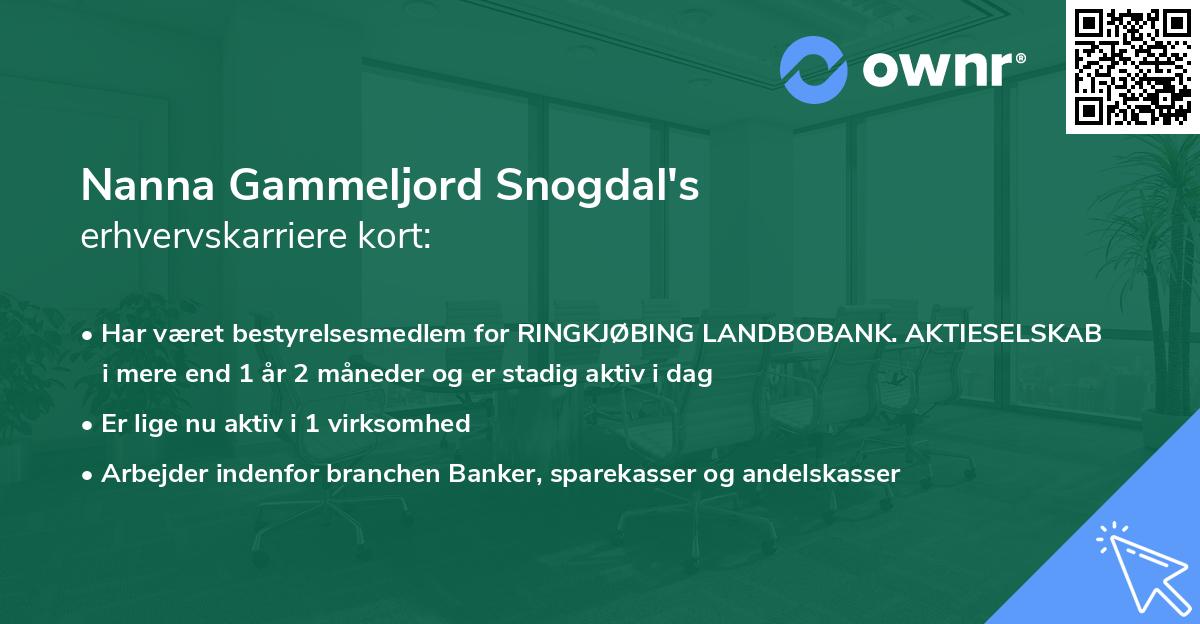 Nanna Gammeljord Snogdal's erhvervskarriere kort