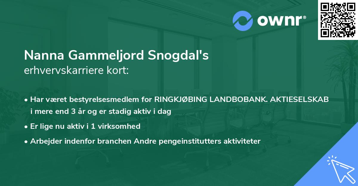 Nanna Gammeljord Snogdal's erhvervskarriere kort