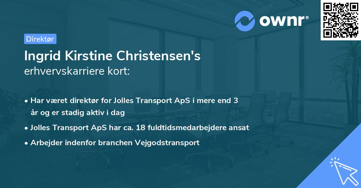 Ingrid Kirstine Christensen's erhvervskarriere kort