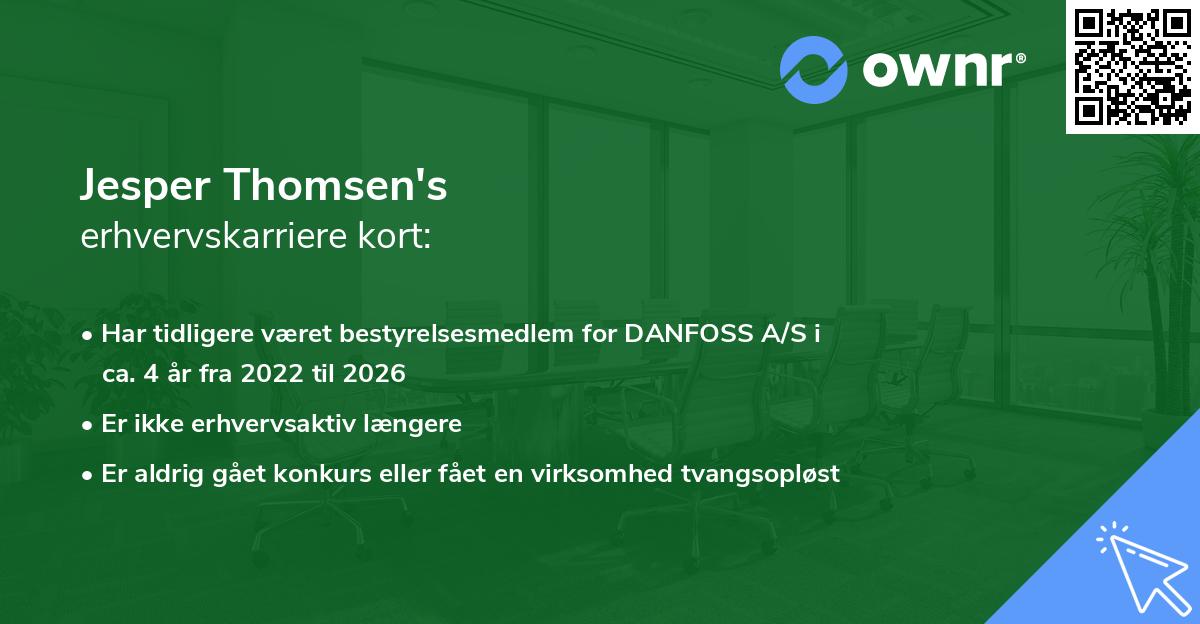 Jesper Thomsen's erhvervskarriere kort