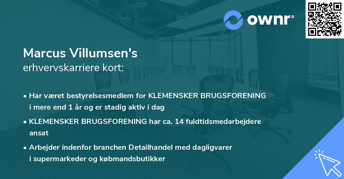 Marcus Villumsen's erhvervskarriere kort