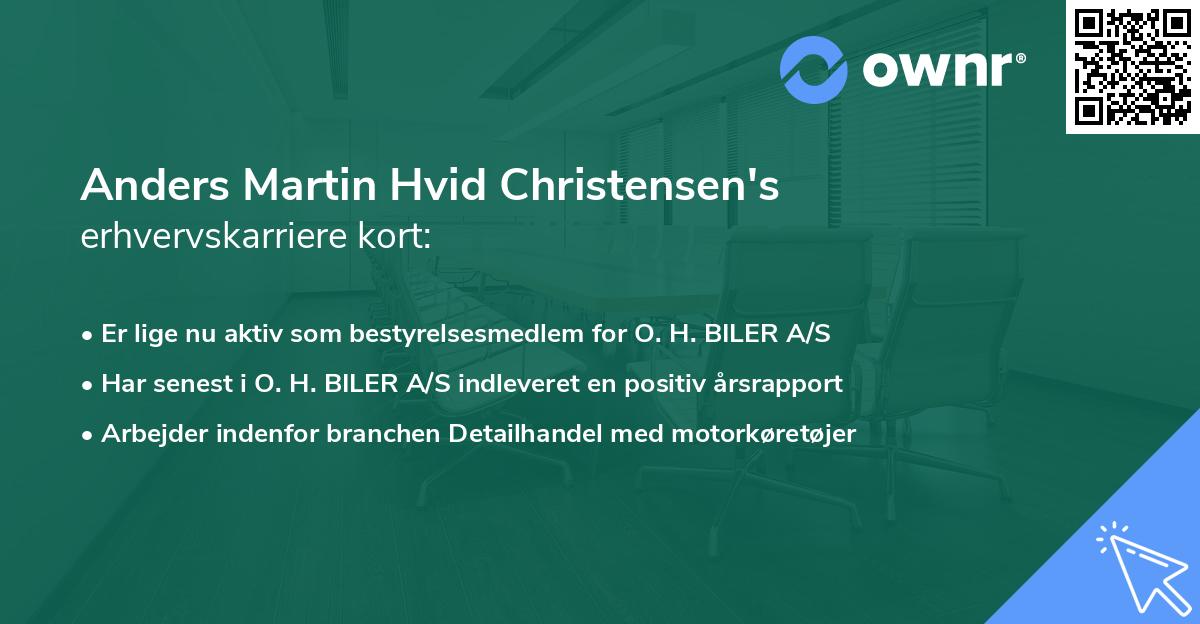 Anders Martin Hvid Christensen's erhvervskarriere kort