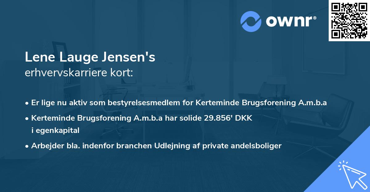 Lene Lauge Jensen's erhvervskarriere kort