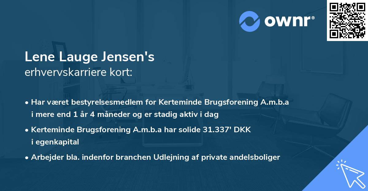 Lene Lauge Jensen's erhvervskarriere kort