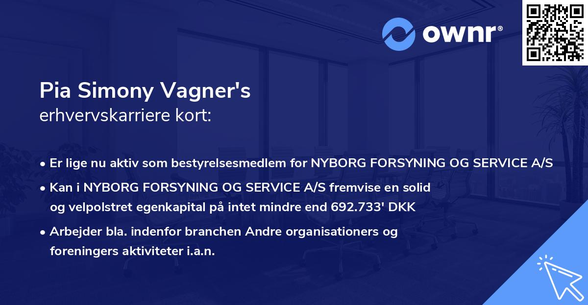 Pia Simony Vagner's erhvervskarriere kort
