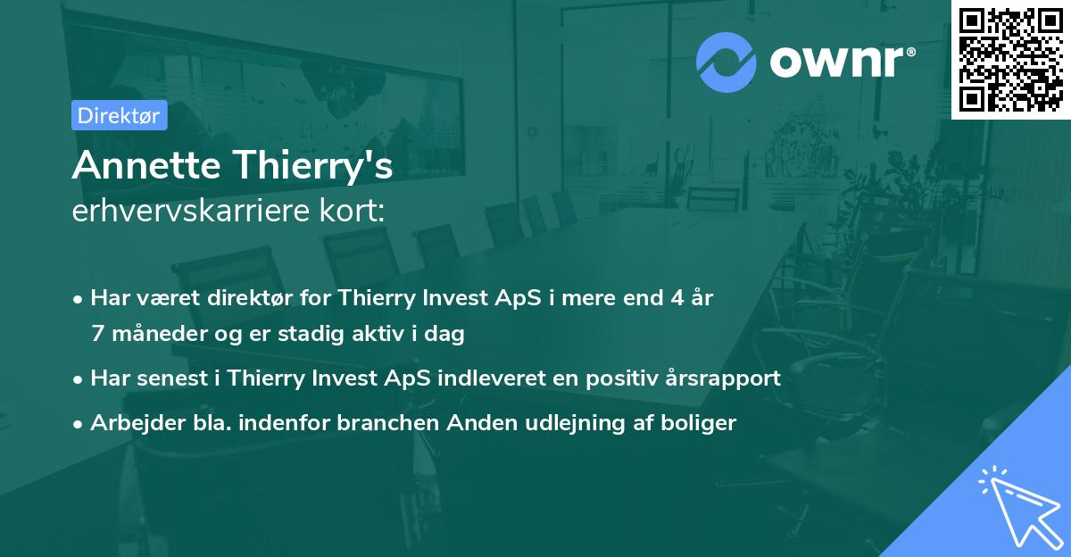 Annette Thierry's erhvervskarriere kort