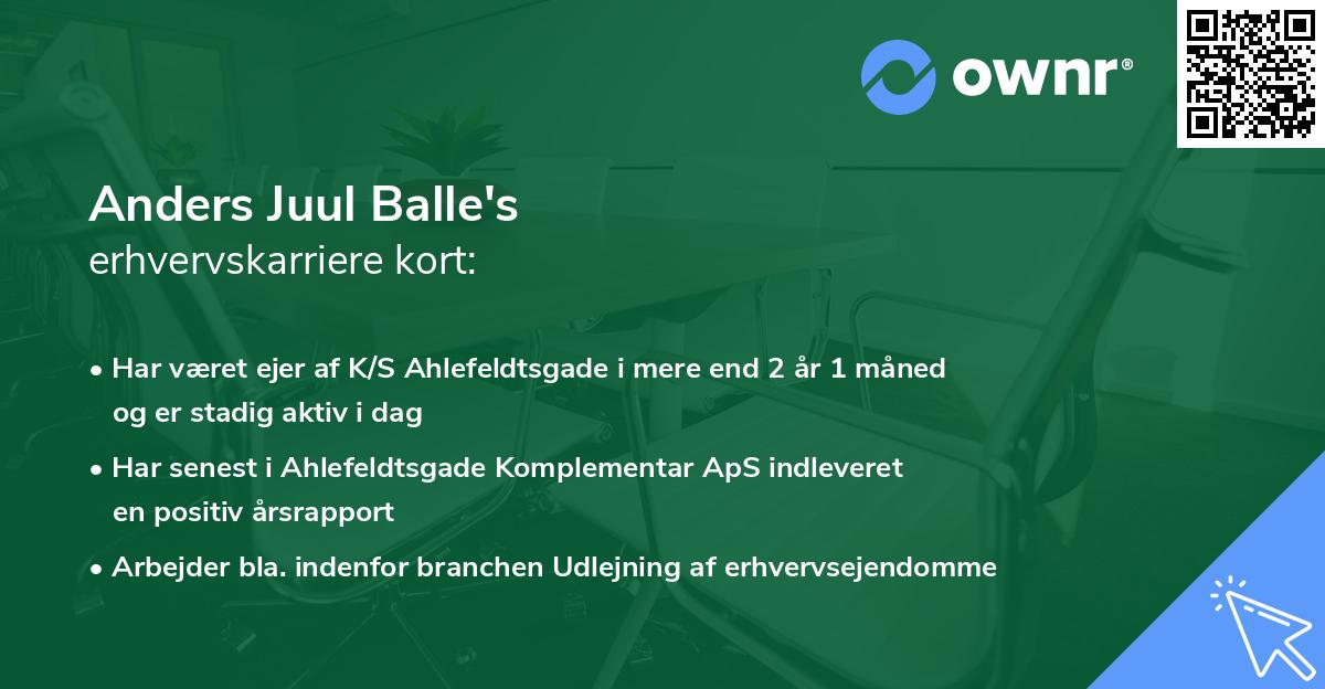 Anders Juul Balle's erhvervskarriere kort