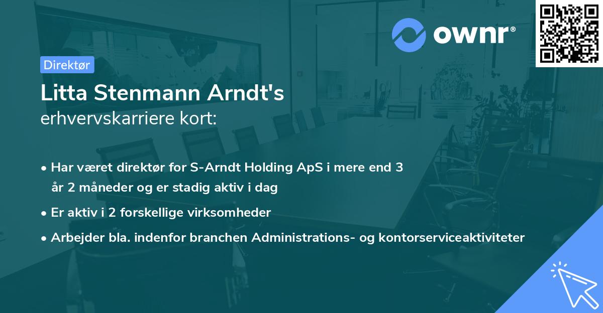 Litta Stenmann Arndt's erhvervskarriere kort
