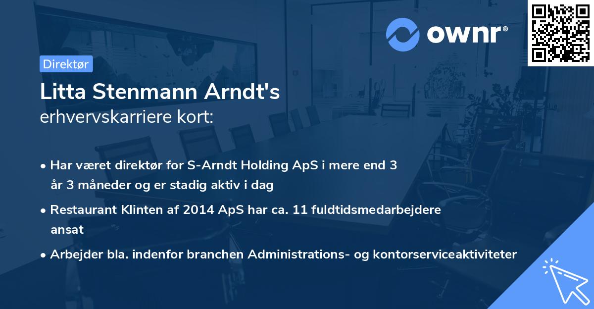 Litta Stenmann Arndt's erhvervskarriere kort