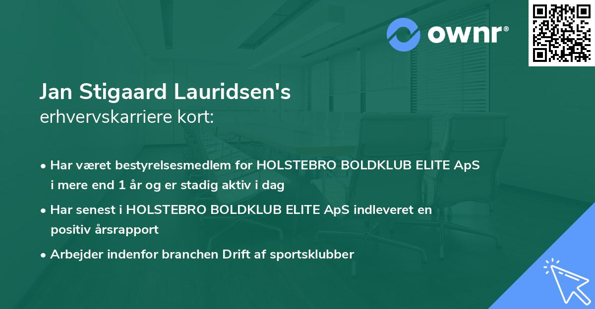 Jan Stigaard Lauridsen's erhvervskarriere kort