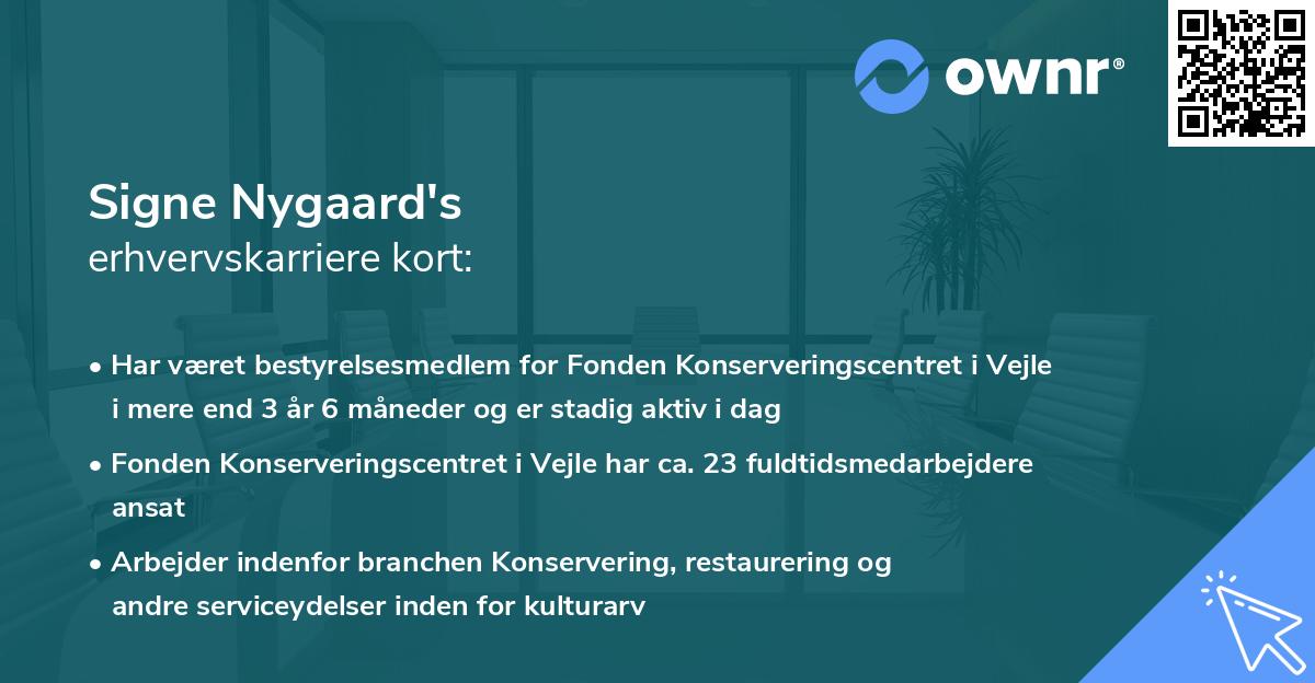 Signe Nygaard's erhvervskarriere kort