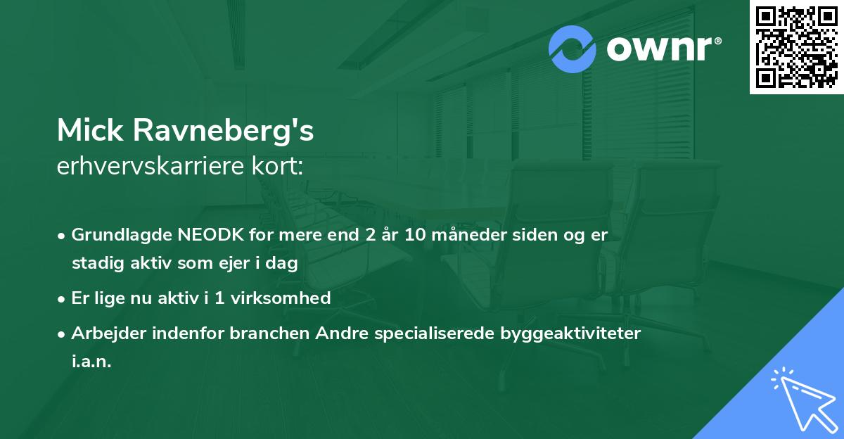 Mick Ravneberg's erhvervskarriere kort