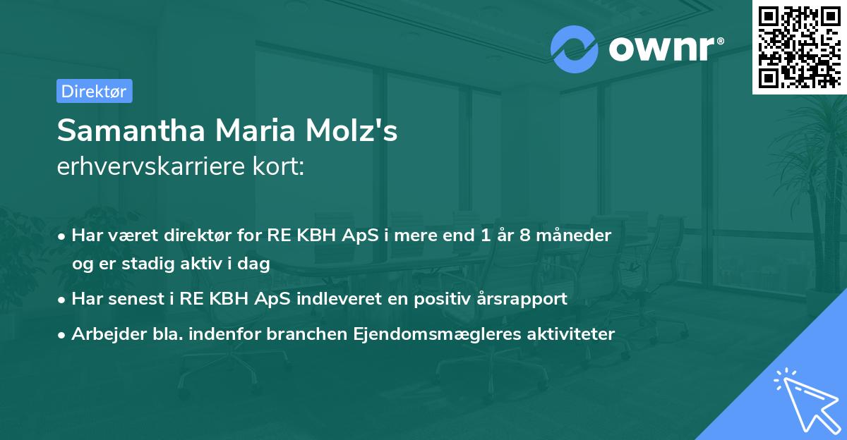 Samantha Maria Molz's erhvervskarriere kort