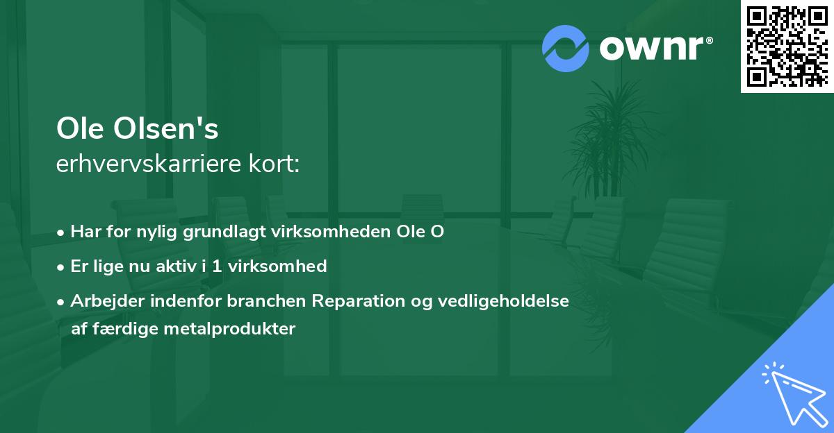 Ole Olsen's erhvervskarriere kort
