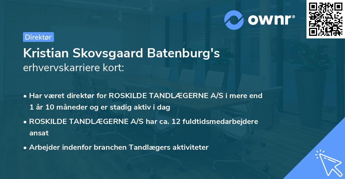 Kristian Skovsgaard Batenburg's erhvervskarriere kort