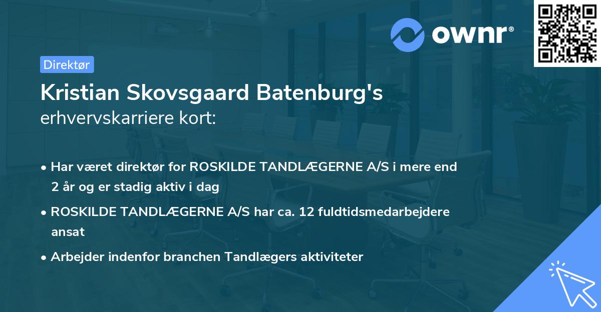 Kristian Skovsgaard Batenburg's erhvervskarriere kort