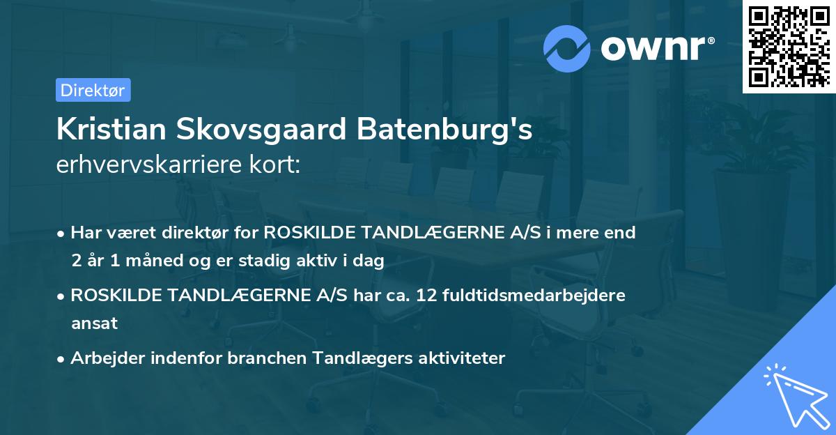 Kristian Skovsgaard Batenburg's erhvervskarriere kort