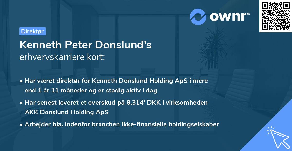 Kenneth Peter Donslund's erhvervskarriere kort