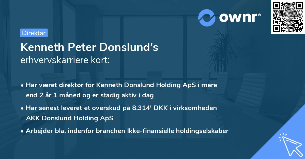 Kenneth Peter Donslund's erhvervskarriere kort