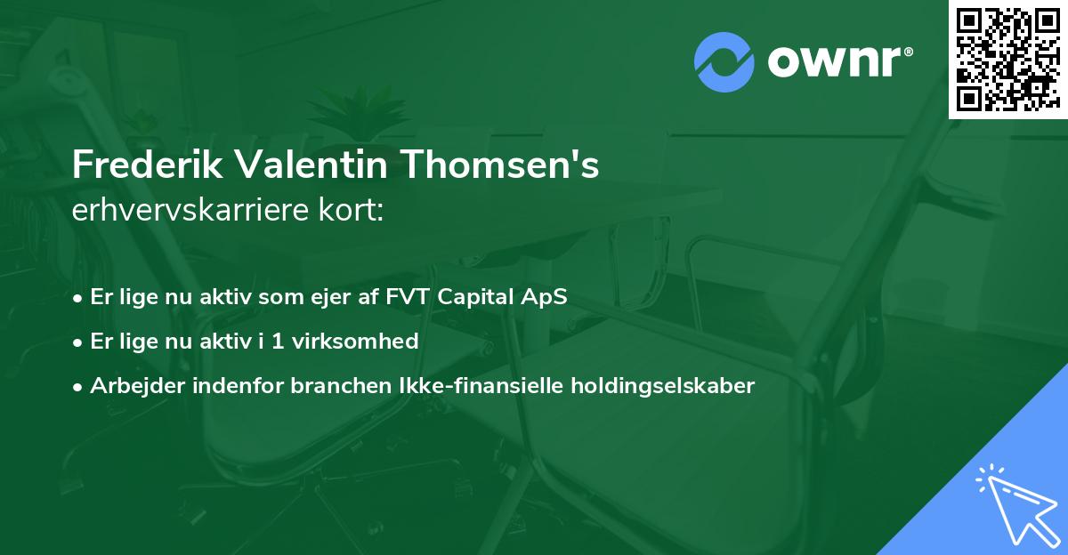 Frederik Valentin Thomsen's erhvervskarriere kort