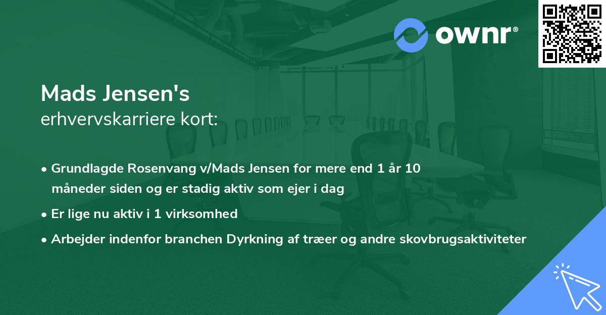 Mads Jensen's erhvervskarriere kort