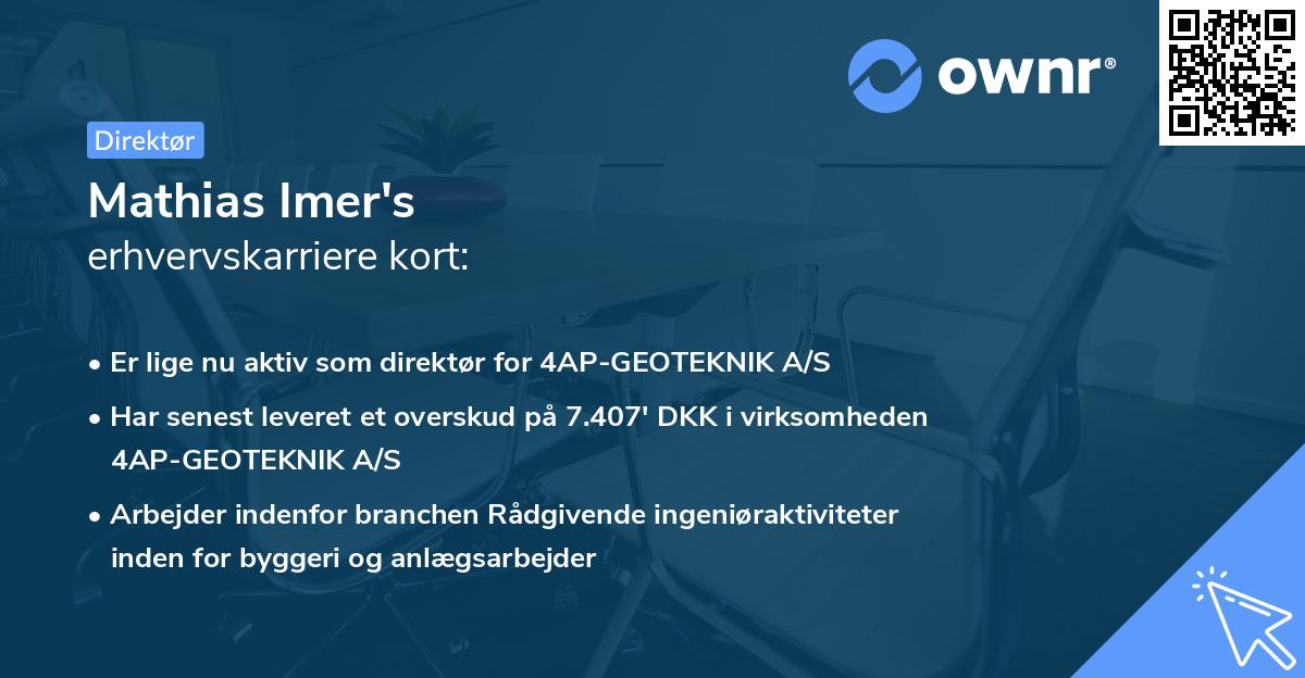Mathias Imer's erhvervskarriere kort