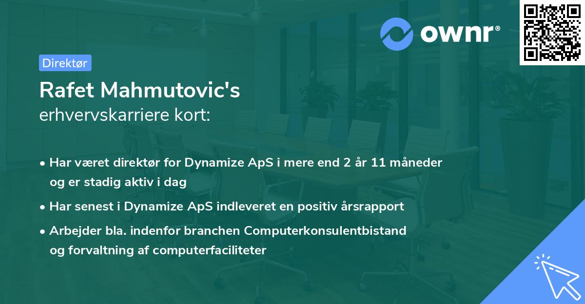 Rafet Mahmutovic's erhvervskarriere kort