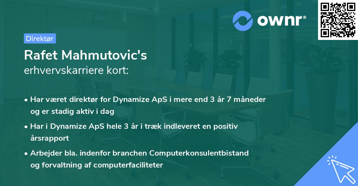 Rafet Mahmutovic's erhvervskarriere kort