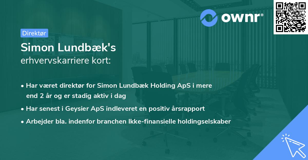 Simon Lundbæk's erhvervskarriere kort