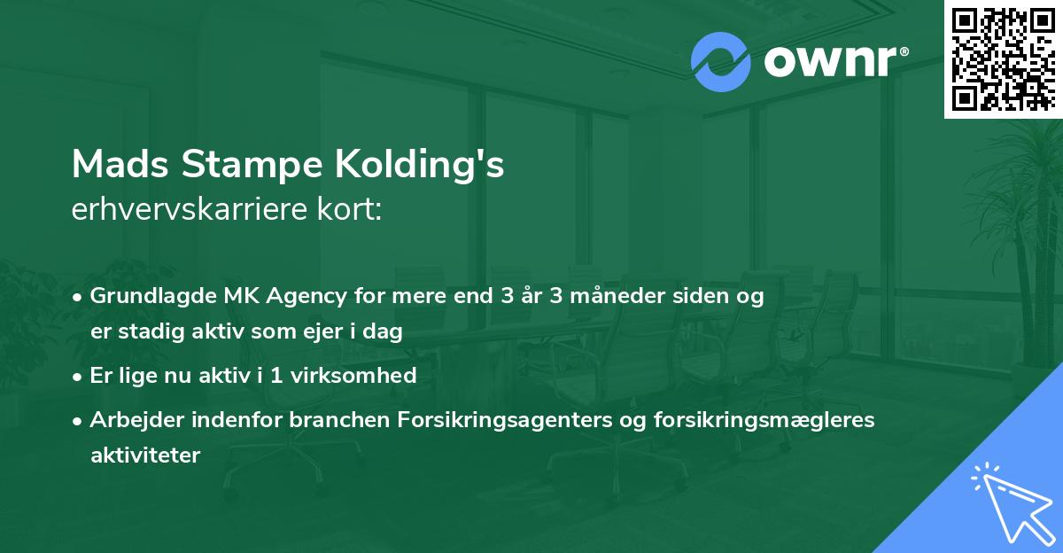 Mads Stampe Kolding's erhvervskarriere kort