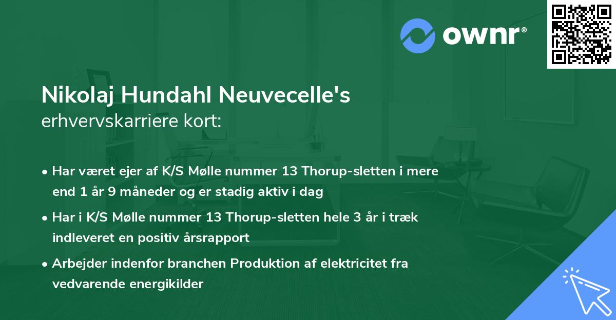 Nikolaj Hundahl Neuvecelle's erhvervskarriere kort