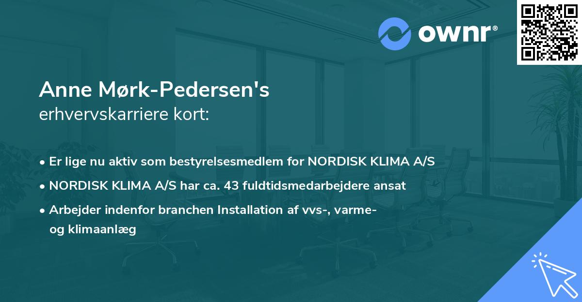 Anne Mørk-Pedersen's erhvervskarriere kort