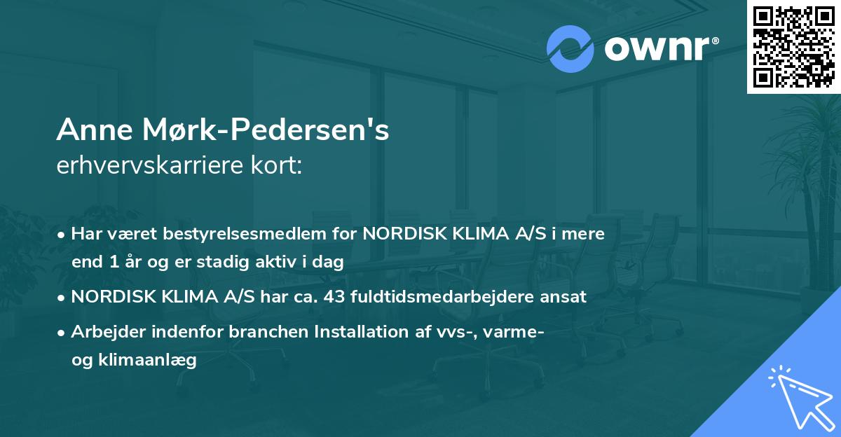 Anne Mørk-Pedersen's erhvervskarriere kort