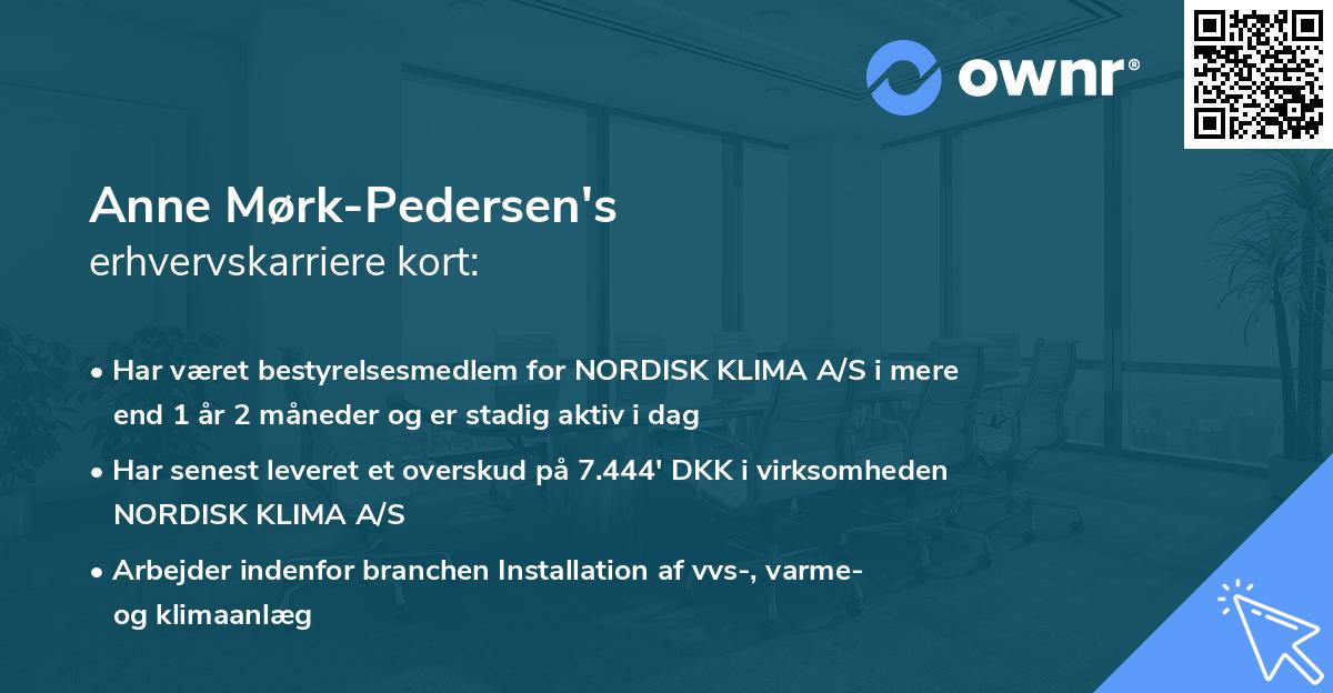 Anne Mørk-Pedersen's erhvervskarriere kort