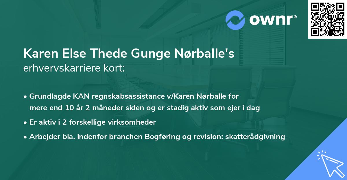 Karen Else Thede Gunge Nørballe's erhvervskarriere kort