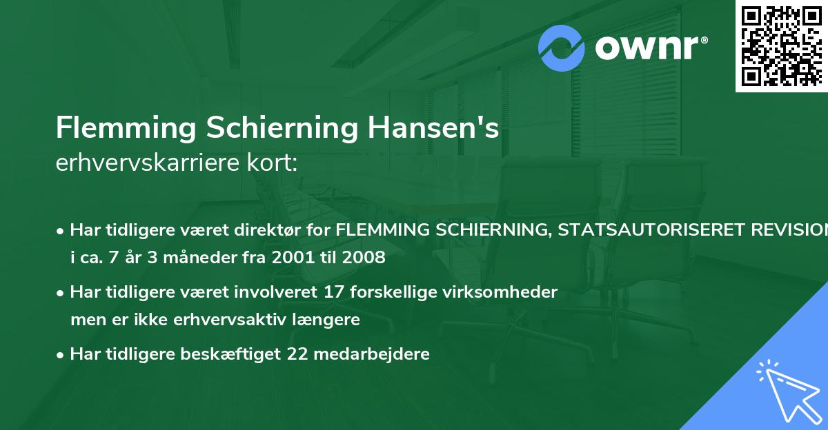 Flemming Schierning Hansen's erhvervskarriere kort