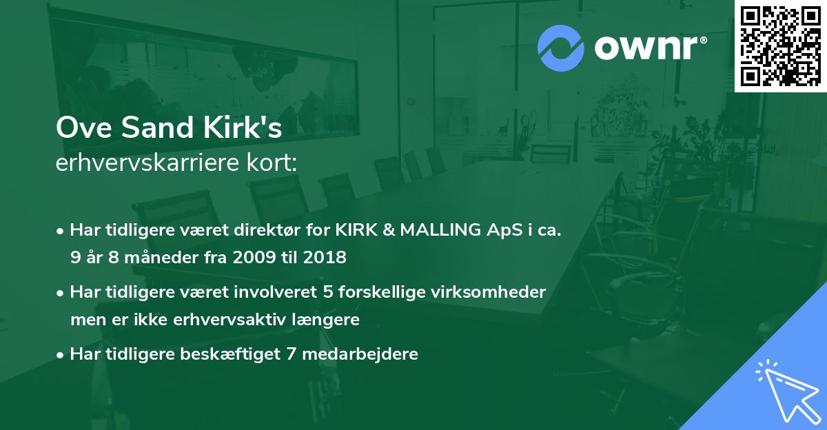 Ove Sand Kirk's erhvervskarriere kort